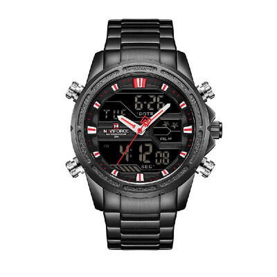 

NAVIFORCE NF9138S Dual Display Two Movement Quartz Digital Men Watch 3ATM Waterproof Business Sports Luminous Male Watch Week Date