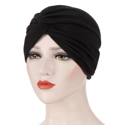 

Muslim Women Pleated Turban Hijab Cap Cancer Chemo Hat Cotton Head Scarf For Hair Loss Accessories