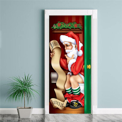 

Tailored 3D Christmas Door Covers Christmas Party Decorations Door Toilet 31 x 78 Inch