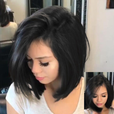 

〖Follure〗Brazilian Less Lace Front Full Wig Bob Straight Black Natural Looking Women Wigs