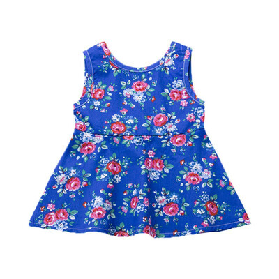 

Summer Baby Girls Floral Print Strap Backless Dress Cotton Kids Toddler Sleeveless Sundress Princess Dress