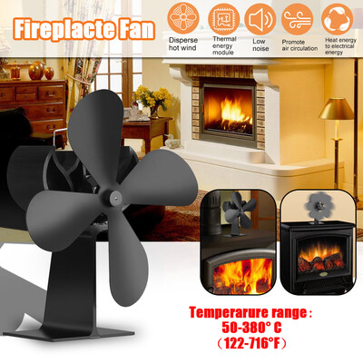 

4-Blade Heat Powered Eco Friendly Heat Distribution Fan Black