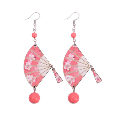 

Wood Charm Drop Earrings Earring For Woman Fan Pendants Acrylic Beads Hook Fashion Women Earrings