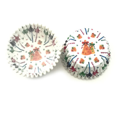 

Tailored 100 PCs Set Christmas Beautiful Flower Print Cake Paper Cup Oil Proof Paper