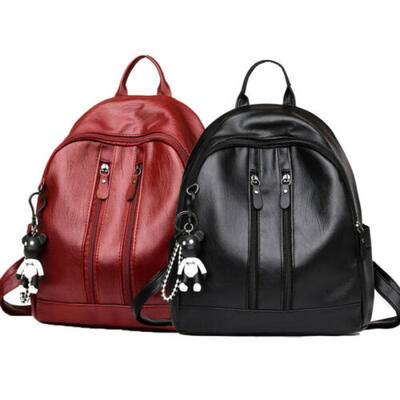 

Ladies Women PU Leather Backpack Satchel Shoulder Handbag School Bag Black Red