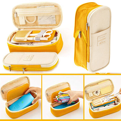

Toponeto Canvas Large Capacity Pencil Case Multifunctional Zipper School Portable Simple
