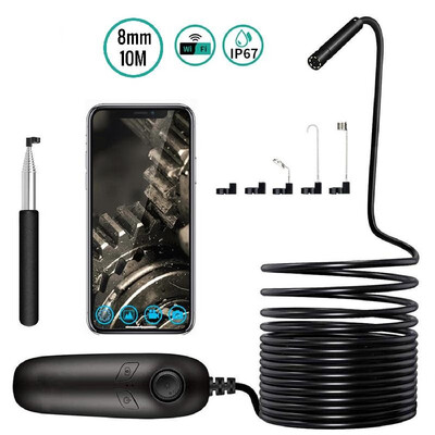 

Wireless Endoscope IP67 Waterproof WiFi Borescope Inspection 20MP HD Semi-Rigid 8 LED 8mm Snake Camera for iPhones iPads Android