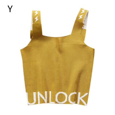 

Ladies Fashion Short Letter Pattern Print Knit Slim Bottoming Camisole