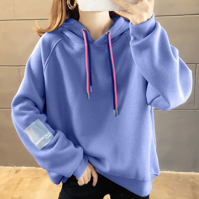 

Tailored Women Loose Patchwork Long Sleeve Hoodie Velvet Pullover Tops Sweatshirt Blouse