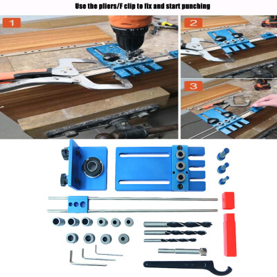 

〖Follure〗Aluminium Alloy Dowelling Jig Set Wood Dowel Drilling Position Cam Kit with Case