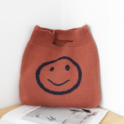 

Big Capacity Wool Knitting Smile Face Casual Tote Bag Women Crossbody Bag