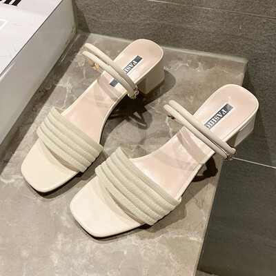 

Summer sandals with thick heels high heels flat soles white evening fairies&gentle wind