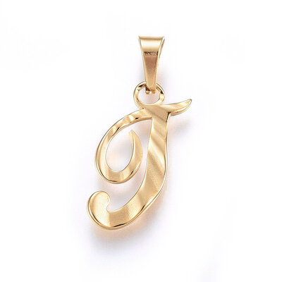 

304 Stainless Steel Pendants Alphabet Golden LetterT 19x9x15mm Hole 6x3mm