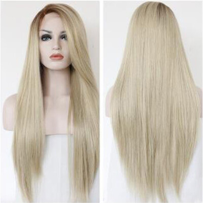 

〖Follure〗Lace High Temperature Fiber Long Straight Blonde Synthetic Lace Front Wig