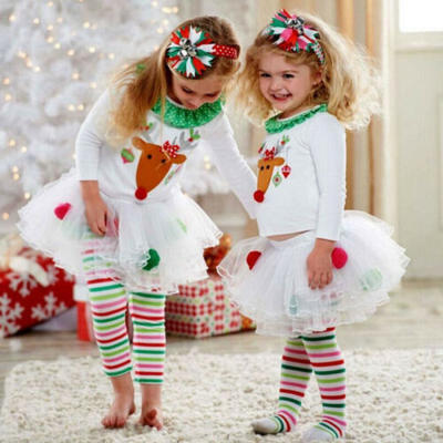 

Toddler Kids Baby Girls Long Sleeve Clothes Top DressPantsScarf Cotton Outfits
