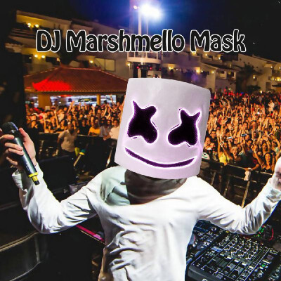 

LED DJ Marshmello Helmet Music Festival Light Up Marshmallow Mask Halloween Novelty Costume Party Latex Mask