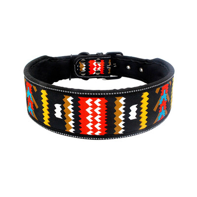

Reflective Nylon Dog Collar Fashion Printed Adjustable Pet Collars For Medium Large Dogs Pitbull  M L