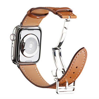 

〖Follure〗Butterfly buckle Leather Wrist Watch Strap Band For IWatch 4 Apple Watch 44mm