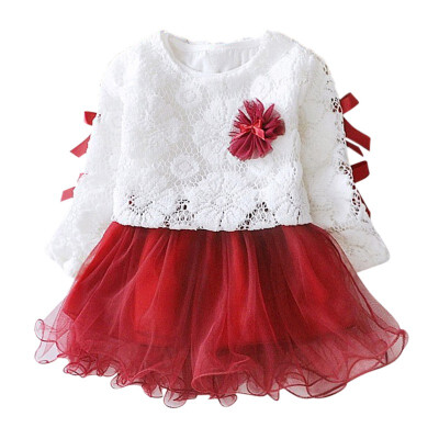 

Newborn Girls Dress Spring Autumn Childrens Long-sleeved Hollow Fashion Princess Dress Baby Girls Clothing 3-24M