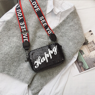 

Chic small bag female 2019 new fashion sequins shoulder small square bag texture wild ulzzang Messenger bag