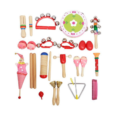 

Musical Toys Percussion Instruments Band Rhythm Kit for Kids Children Toddlers with Tambourine Wooden Guiro Handbells Maracas Smal