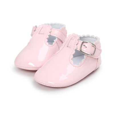 

Vintage Toddler Infant Baby Girl Spring PU Solid Color Princess Shoes Anti-slip Crib Shoes Prewalker