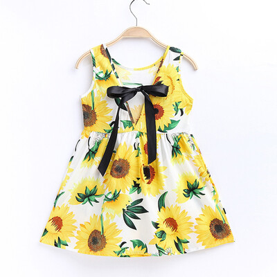 

Toddler Baby Kids Girls Sleeveless Sunflowers Skirt Princess Dresses Clothes