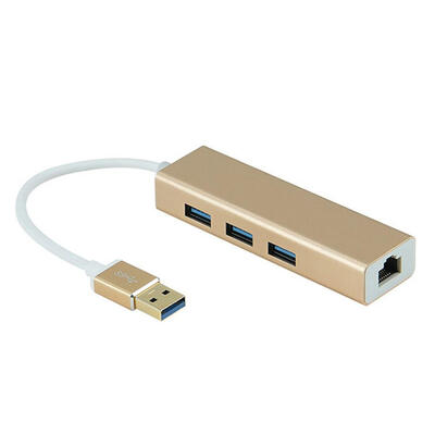

JP-S9J 3 Port USB 30 Hub USB to RJ45 Gigabit Ethernet Network Adapter