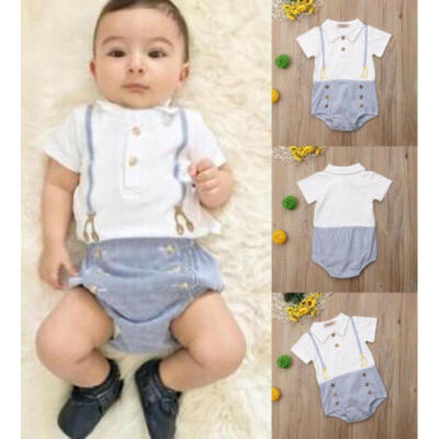 

Newborn Infant Baby Boy Kids Romper Gentleman Jumpsuit Bodysuit Clothes Outfits