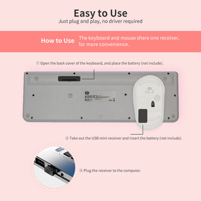 

FD Wireless iK6630 Keyboard & Mouse Combo 24GHz Cute Round Key Set Smart Power-Saving Silent Clicks Slim Combo for Laptop Compute
