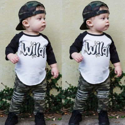 

Casual Toddler Infant Baby Boys Kids Hip Hop T-shirt Top Camouflage Pants Outfit Clothes