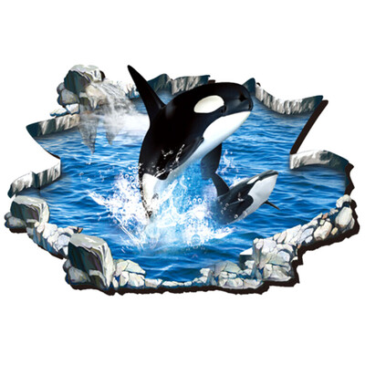 

Removable Wall Stickers 3D Marine Whale Wall Decal DIY Art Decor Mural Vinyl Home Floor Office Decals