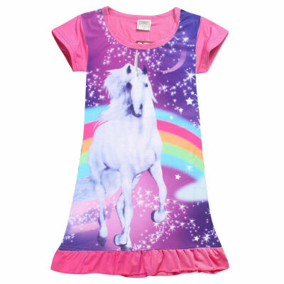 

Girls Kids Unicorn Cartoon Pajamas Nightgown Dress Sleepwear Nightwear Costumes