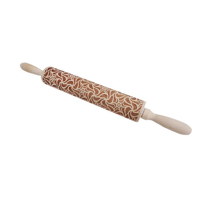 

Toponeto Christmas Rolling Pin Engraved Carved Wood Embossed Rolling Pin Kitchen Tool