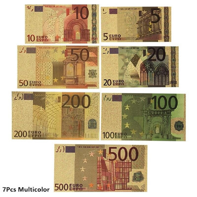 

Replica 7PCS Euro Souvenir Banknote Commemorative Banknotes Realistic Fake Play Money Double-Sided Printing for Movie Advertising