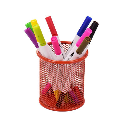 

Mesh Pen Pencil Holder Metal Pen Organizer Storage Stationery Container Round Padded Base for Desk School Office