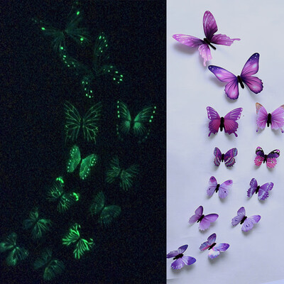 

Toponeto 12pcs Luminous Butterfly Design Decal Art Wall Stickers Room Magnetic Decor BU