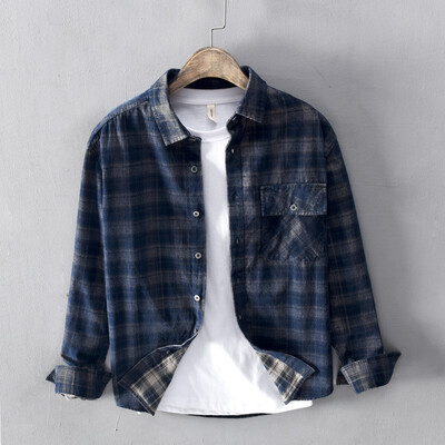 

Mens Shirt New corduroy casual color weaving handsome fashion shirt