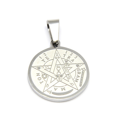 

Religion 304 Stainless Steel Flat Round Tetragrammaton Pentagram Wiccan Pendant Stainless Steel Color 27x24x2mm Hole 9x5mm