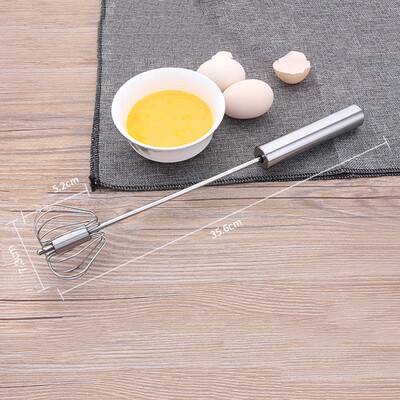 

Egg Beater Manual Self Turning 14 Stainless Steel Push Whisk Mixer Kitchen Use
