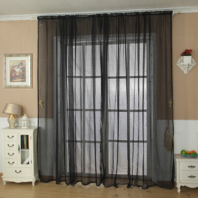 

Gobestart Solid Color Tulle Door Window Curtain Drape Panel Sheer Scarf Valance OR