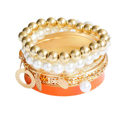 

New Hot Sale European&American Hollow Pearl Multi-layer Bracelet Jewelry