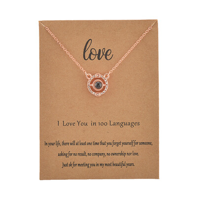 

With Card Round 100 Language I love You Necklace For Women Wedding Letter Necklace Jewelry Drop Shipping
