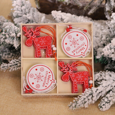 

Christmas Gift Wooden Cartoon Shape Decoration Christmas Tree Pendant Set New Year Cute Ornaments