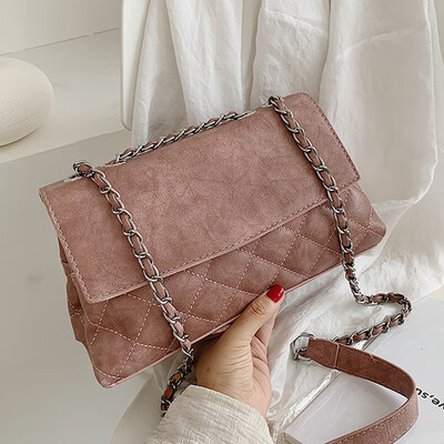

Chic retro texture package 2019 new Korean version of the one - shoulder oblique slung fashion rhombus small square bag