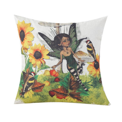 

Sunflower Printed Pillow Case Linen Cushion Cover Flower Pattern Square Pillowcase Home Office Safa Car Decoration 450 450mm