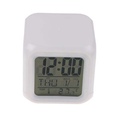 

LED 7 Color Glowing Change Digital Glowing Alarm Thermometer Clock Cube