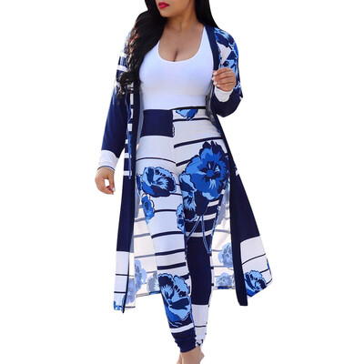 

Toponeto Womens Sexy Printing Cardigan Coat Long Sleeve Two-Piece Set Fashion Lady Suit