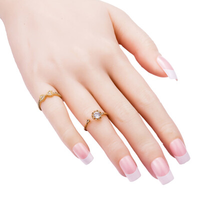 

Women Gold Flower Rhinestones Ring Finger Opening Ring Jewelry Pretty New Gift