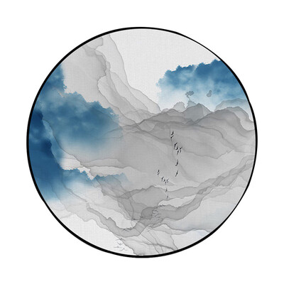 

Gobestart Abstract Blue Mountain Ink Painting Printed Soft Fabric Round Floor Mat Carpet